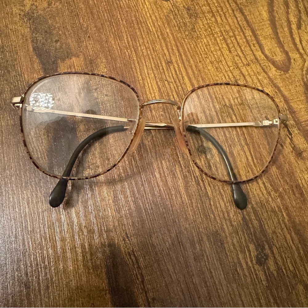 Luxottica Georgetown Gold Demi Brown‎ Aviator Eyeglass Frames 54-20-140 Italy
